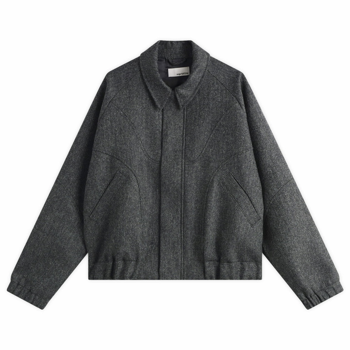 Photo: Sage Nation Men's Wool Jiji Jacket in Dark Grey Herringbone
