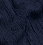 Isabel Benenato - Oversized Double-Faced Crinkled Cotton-Jersey Henley T-Shirt - Men - Blue