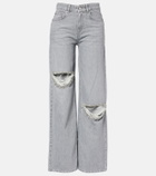Area Distressed embellished wide-leg jeans