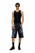 Diesel Denim shorts with multicolour print - Shorts - Unisex - Black