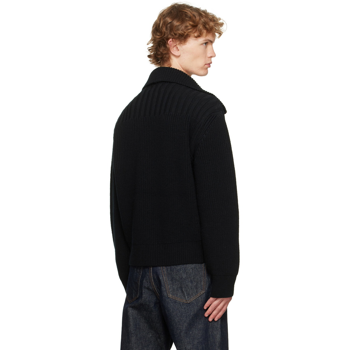 Dries Van Noten Black Chunky Wool Cardigan