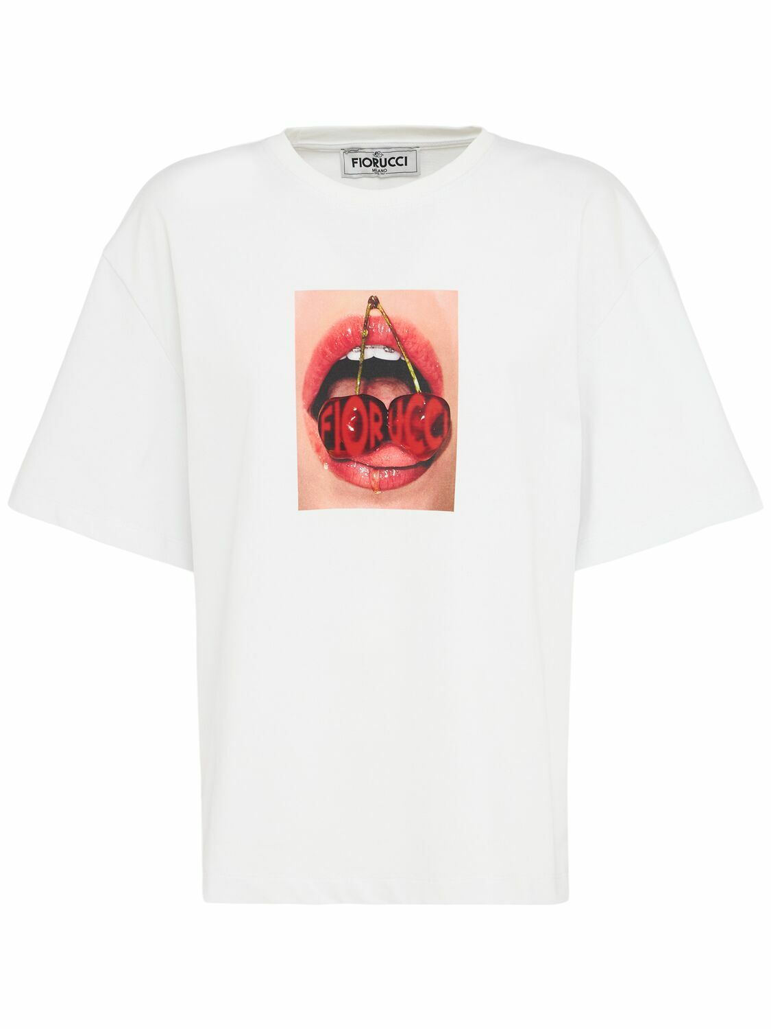 FIORUCCI Cherry Mouth Print Cotton T-shirt