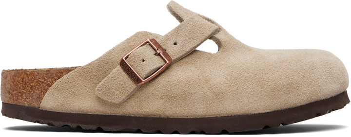 Photo: Birkenstock Taupe Narrow Boston Soft Footbed Slip-on Loafers