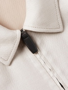 Brioni - Leather-Trimmed Linen-Blend Bomber Jacket - Brown