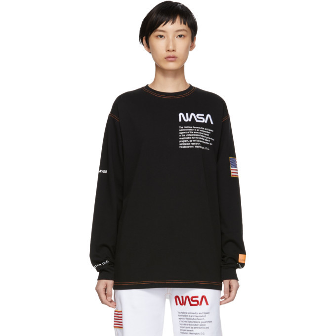 Heron Preston SSENSE Exclusive Black NASA Edition Long Sleeve T