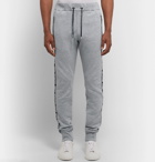 Balmain - Slim-Fit Tapered Logo-Jacquard Loopback Cotton-Blend Jersey Sweatpants - Gray