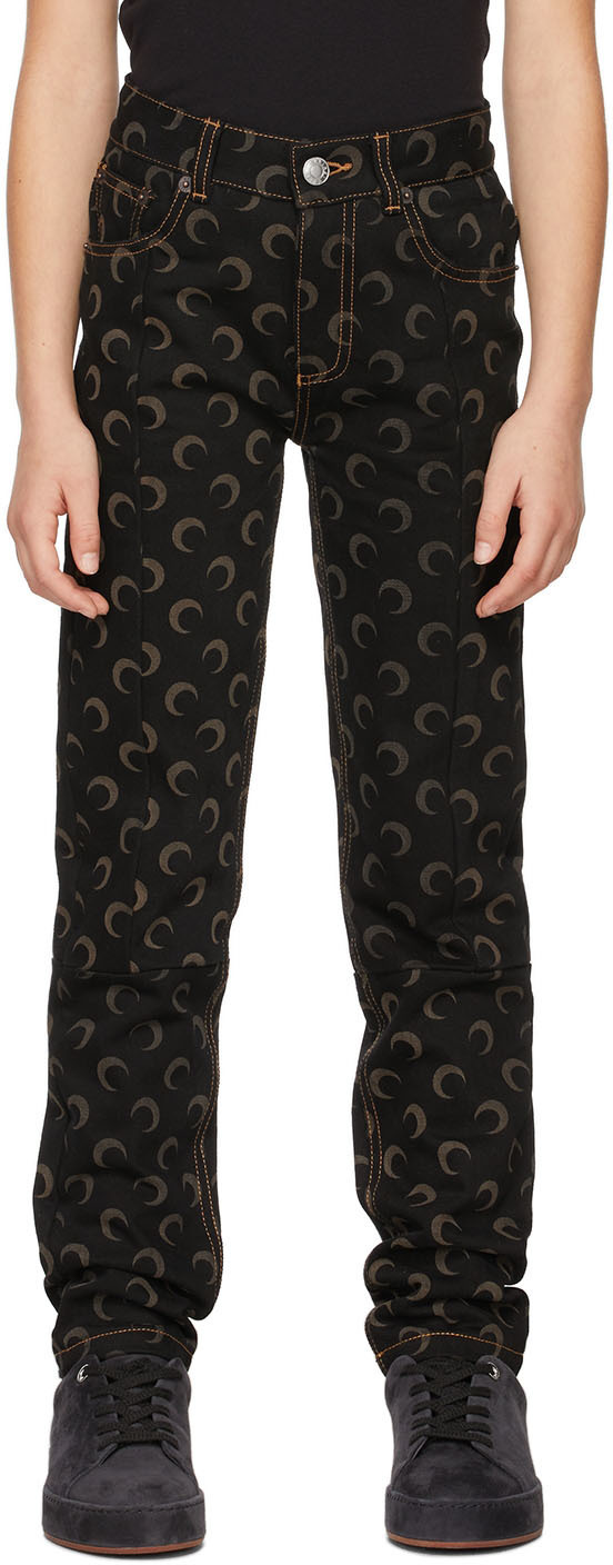 Marine Serre Moonデニム　ブラック Marine Serre SSENSE Exclusive Kids Black Faded Moon Jeans