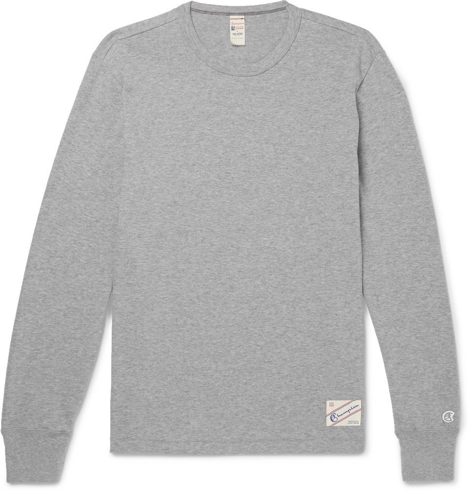 Todd Snyder Champion - Logo-Appliquéd Mélange Cotton-Jersey T-Shirt - Gray