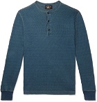 RRL - Slim-Fit Waffle-Knit Mélange Cotton Henley T-Shirt - Blue