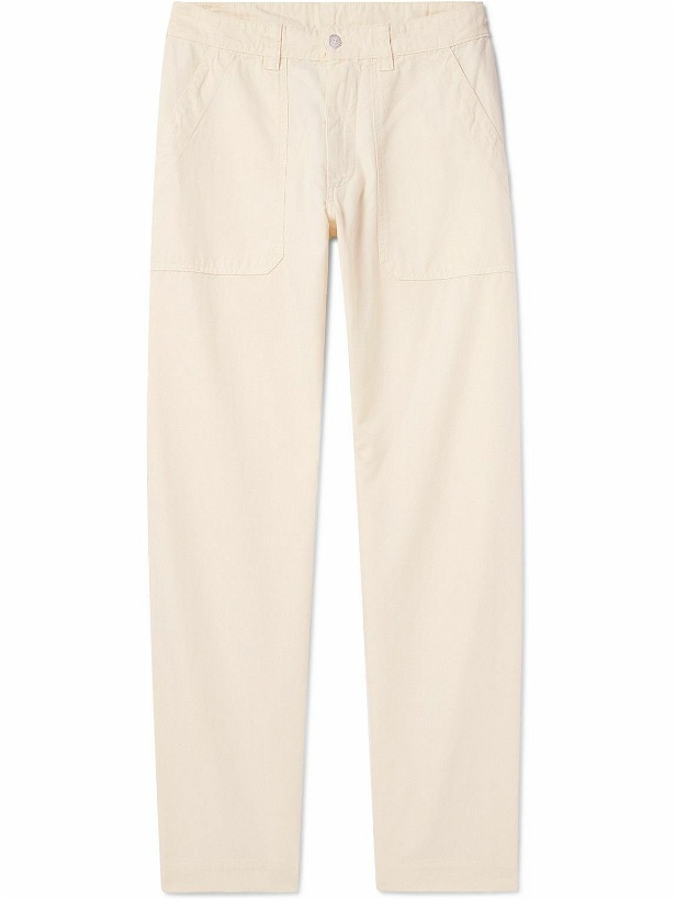 Photo: Drake's - Tapered Herringbone Cotton and Linen-Blend Twill Trousers - Neutrals