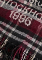 Acne Studios Logo-intarsia Checked Wool-blend Scarf - Black - One Size
