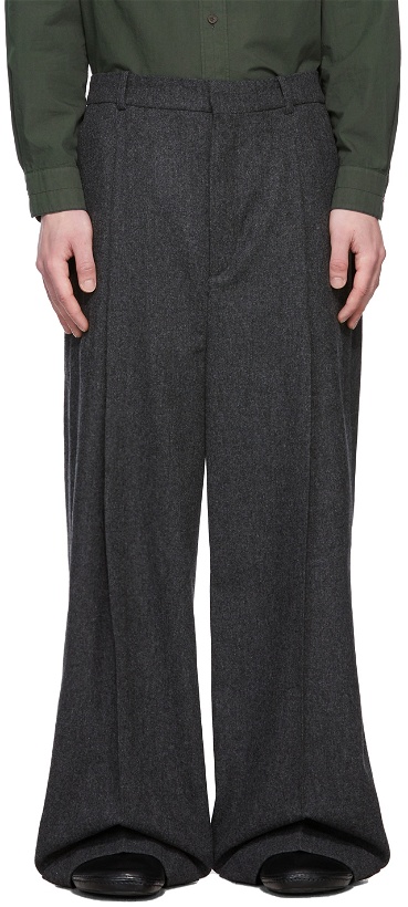 Photo: Hed Mayner Grey Cuffed Elongated Trousers