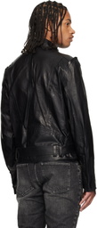 Balmain Black Lightweight Lambskin Leather Biker Jacket