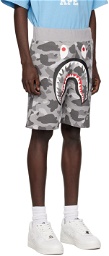 BAPE Gray Honeycomb Camo Shark Shorts