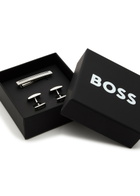 Boss Logo-engraved tie pin and Cufflink set - Silver - One Size