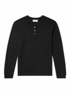 FRAME - Cotton-Jersey Henley T-Shirt - Black