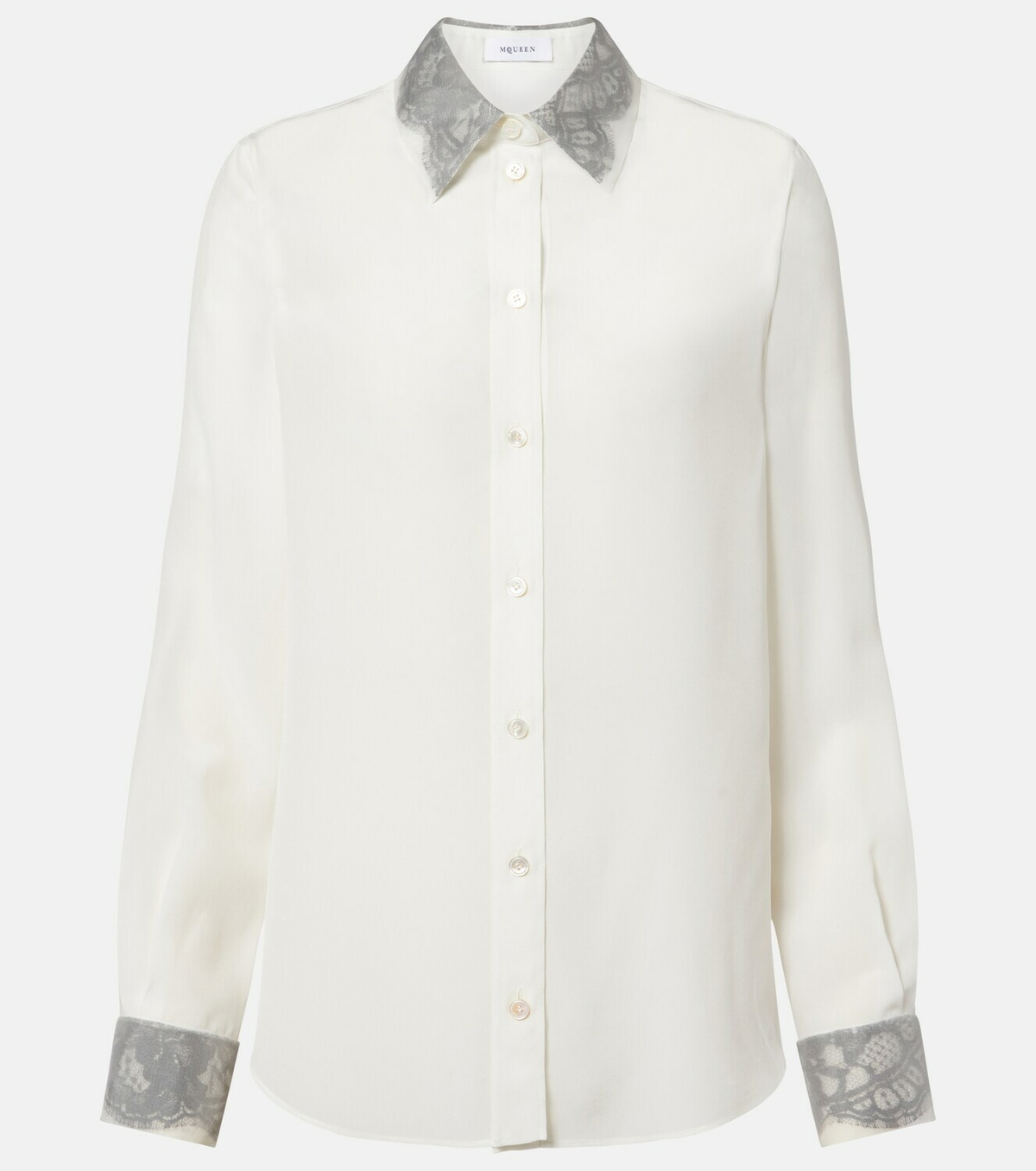 McQueen Lace-trimmed silk shirt