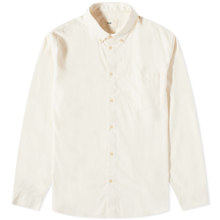 Photo: Folk Men's Slub Relaxed Fit Shirt in Ecru