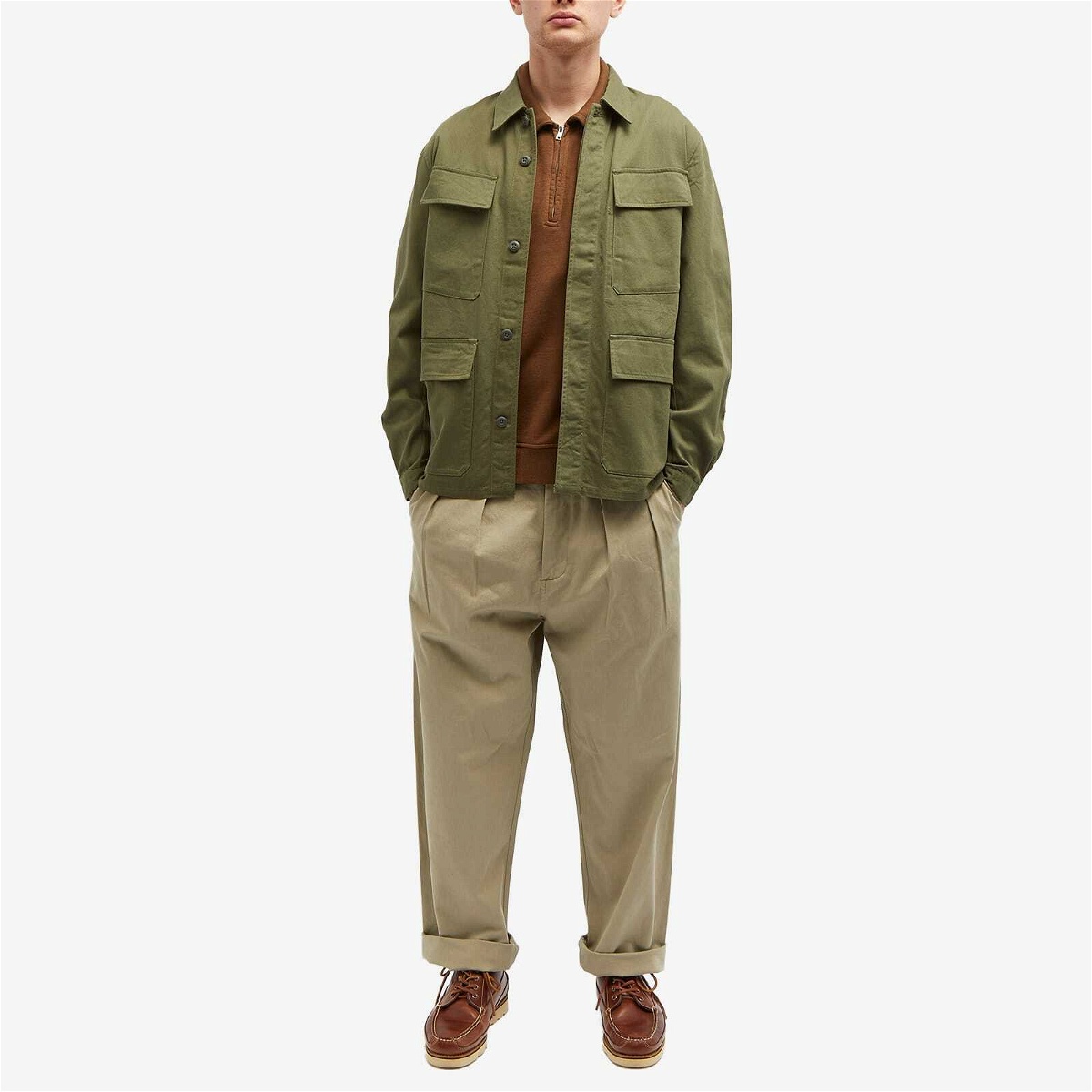 Universal Works Men's Twill Fatigue Jacket in Light Olive Universal Works
