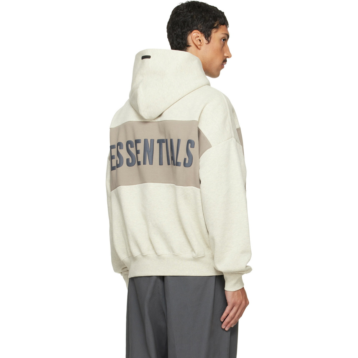 Fear of God ESSENTIALS Gray Cropped Relaxed Paneled Hoodie
