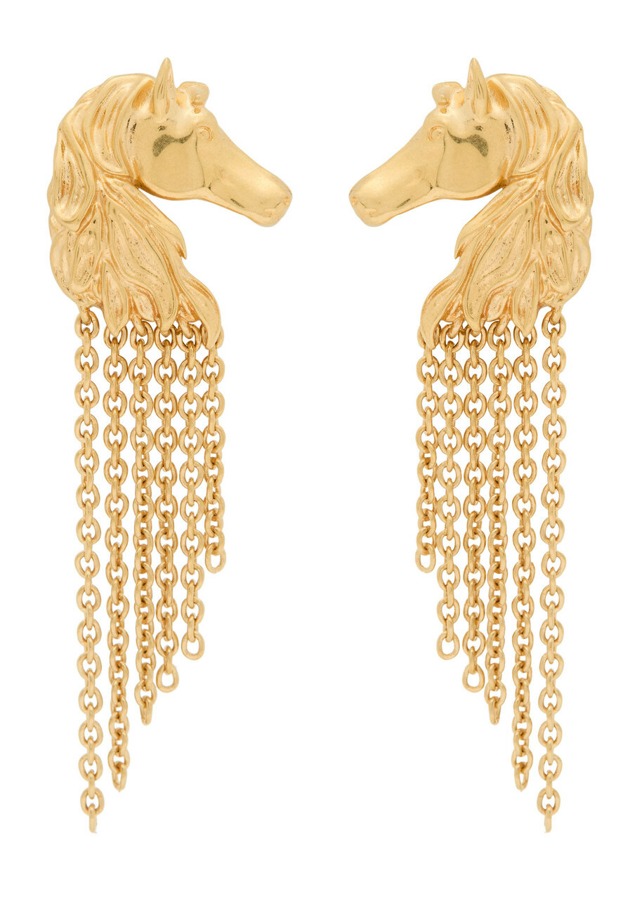 Chloe The Chloé Chain Horse Drop Earrings - Gold - One Size