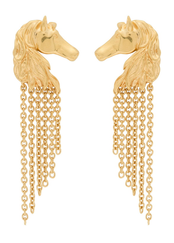 Photo: Chloe The Chloé Chain Horse Drop Earrings - Gold - One Size