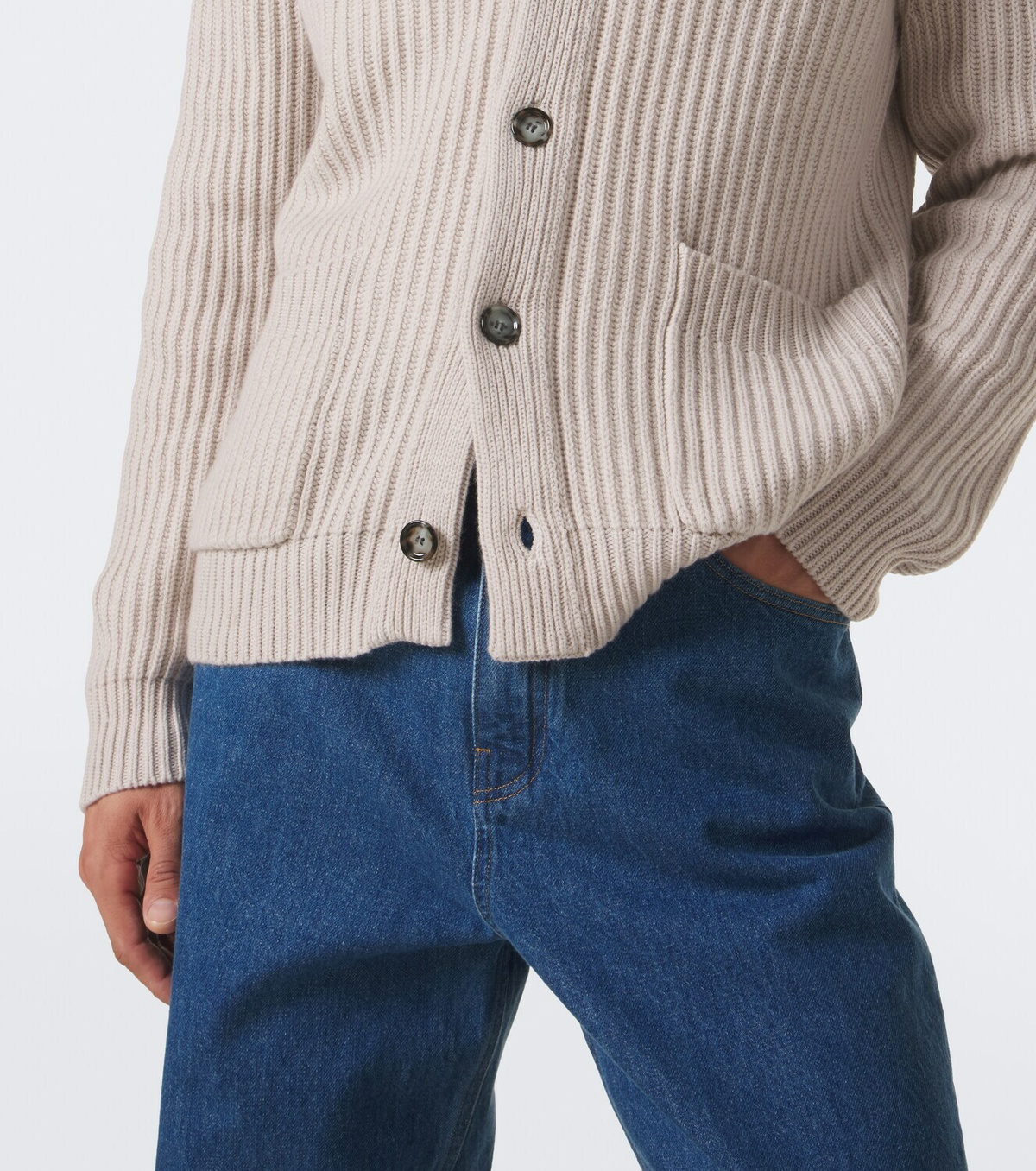 Allude Ribbed-knit wool and cashmere cardigan