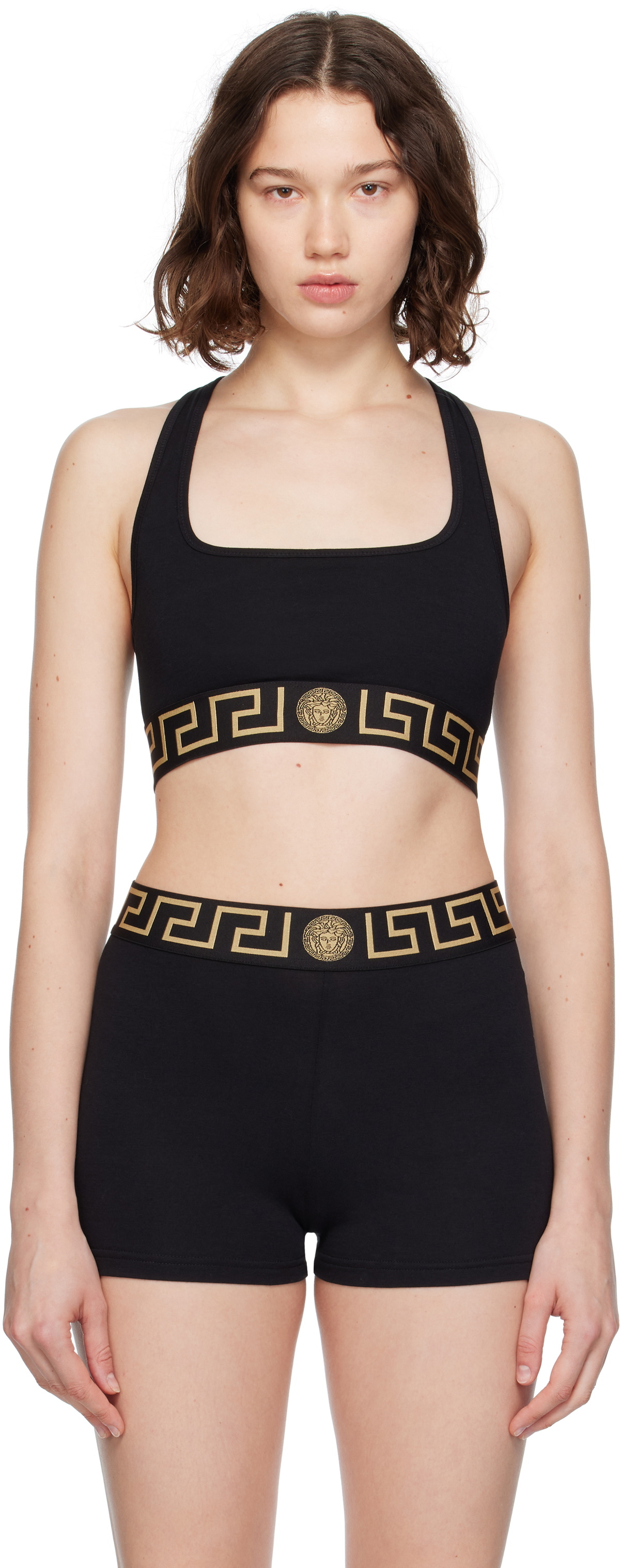 Versace Black Greca Border Bra