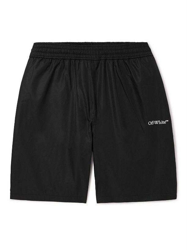 Photo: Off-White - Straight-Leg Mid-Length Logo-Print Swim Shorts - Black