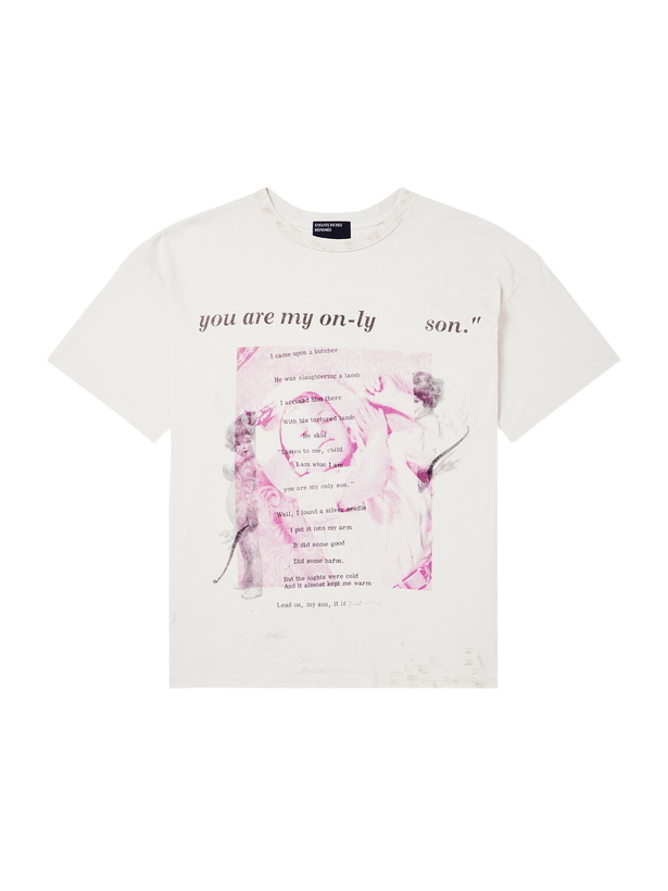 Photo: Enfants Riches Déprimés - Only Son Distressed Printed Cotton-Jersey T-Shirt - Neutrals