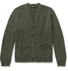 UNDERCOVER - Distressed Knitted Cardigan - Green