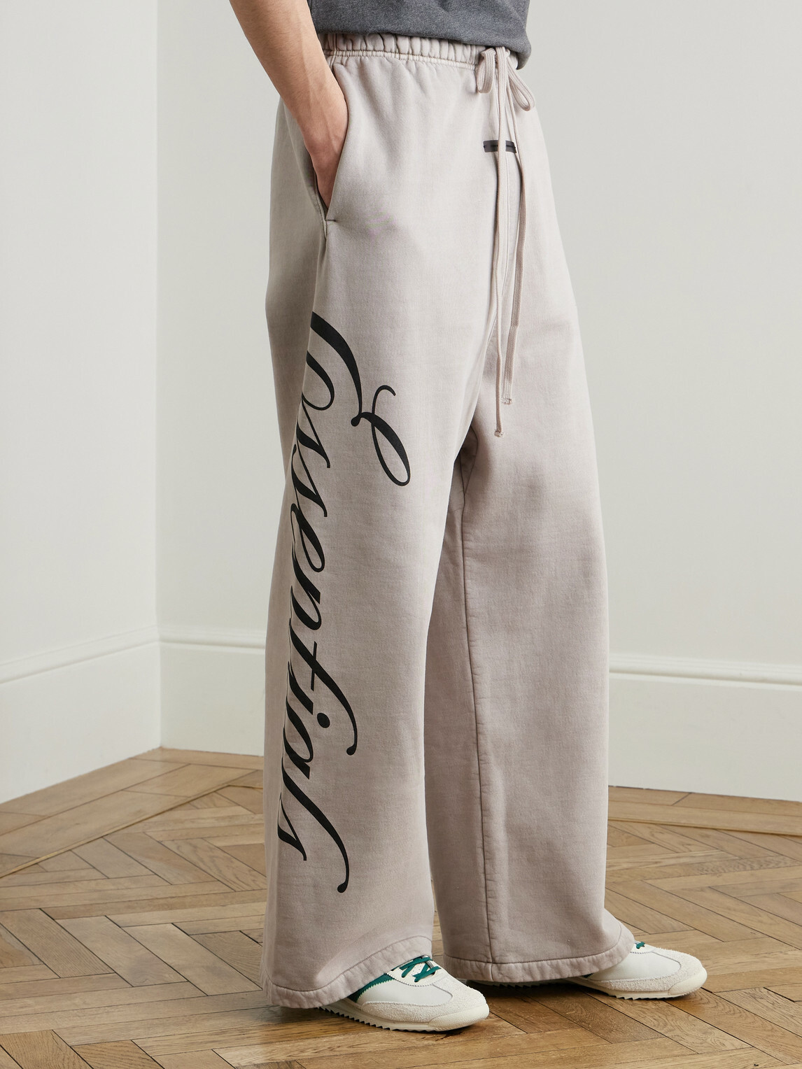 FEAR OF GOD ESSENTIALS - Logo-Print Cotton-Jersey Sweatpants - Gray