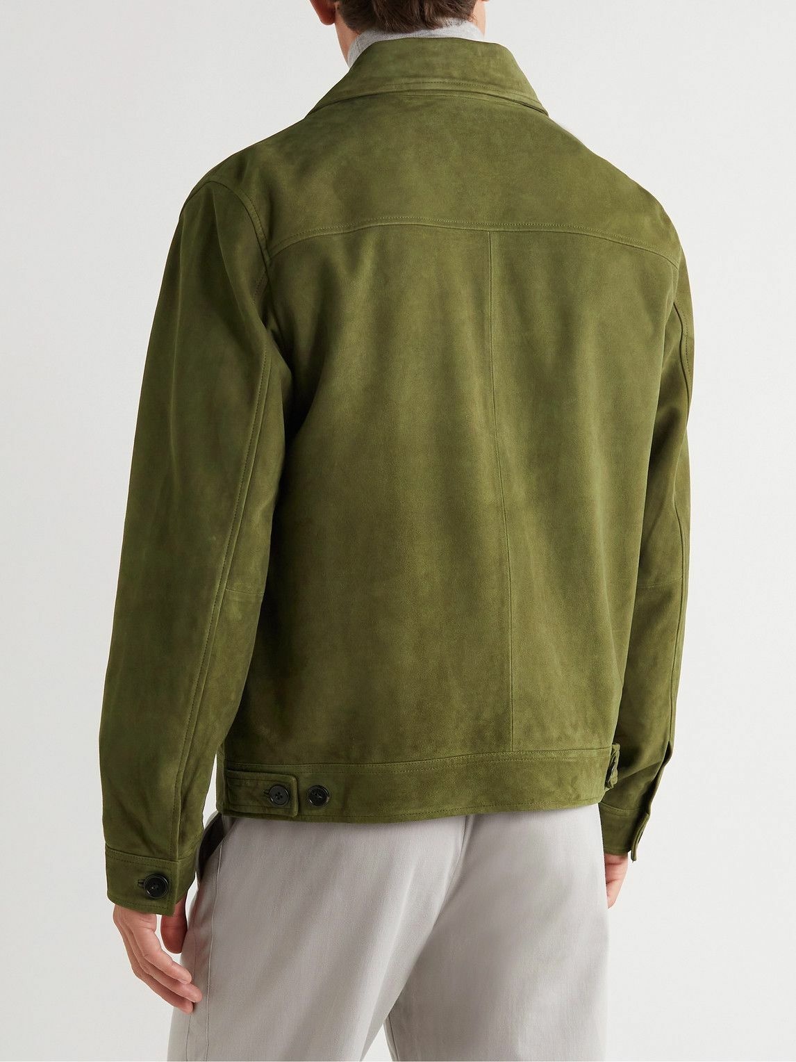 Theory - Suede Trucker Jacket - Green Theory