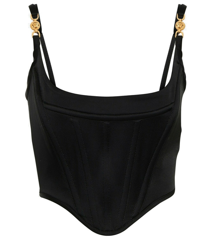 Photo: Versace Medusa '95 embellished satin bustier