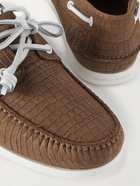 Manolo Blahnik - Sidmouth Croc-Effect Nubuck Boat Shoes - Brown