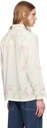 HARAGO White Embroidered Floral Shirt