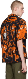 WACKO MARIA Black & Orange Printed Shirt