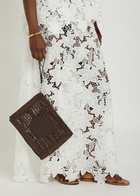 Tory Burch Ella Raffia Clutch - Dark Brown - One Size
