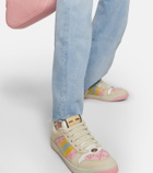 Gucci - Embroidered wide-leg denim jeans