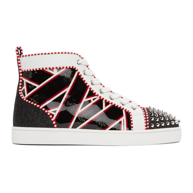 Red Lou Spikes striped high-top trainers