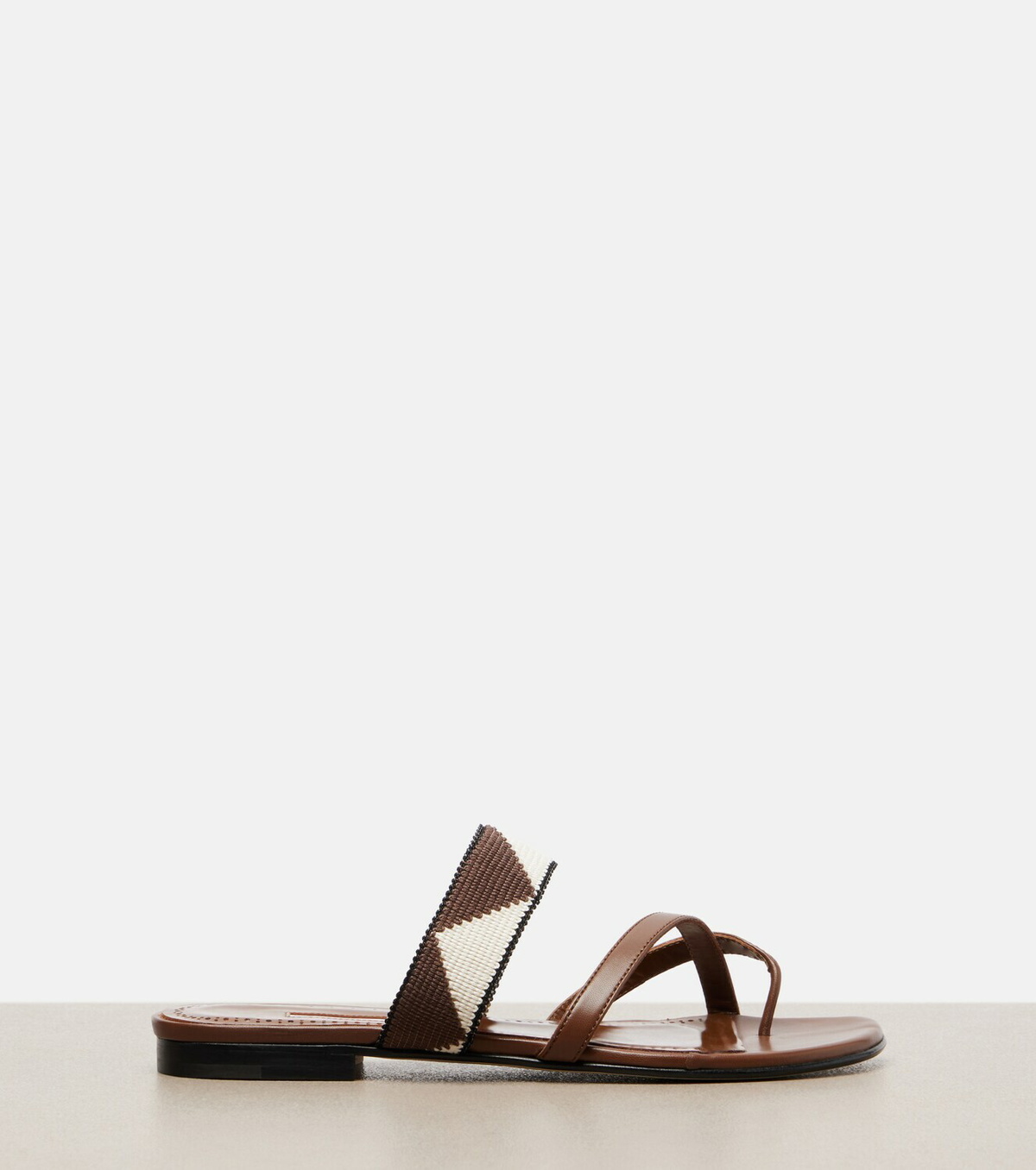 Manolo Blahnik Susastra cotton-trimmed leather sandals