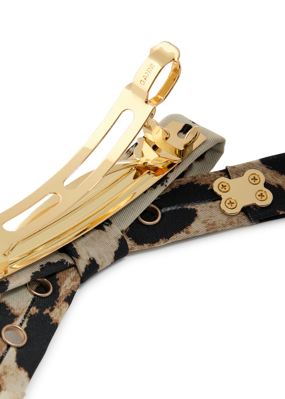 Ganni Leopard-print Twill Hair Clip - One Size