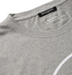 Balmain - Logo-Flocked Mélange Cotton-Jersey T-Shirt - Gray