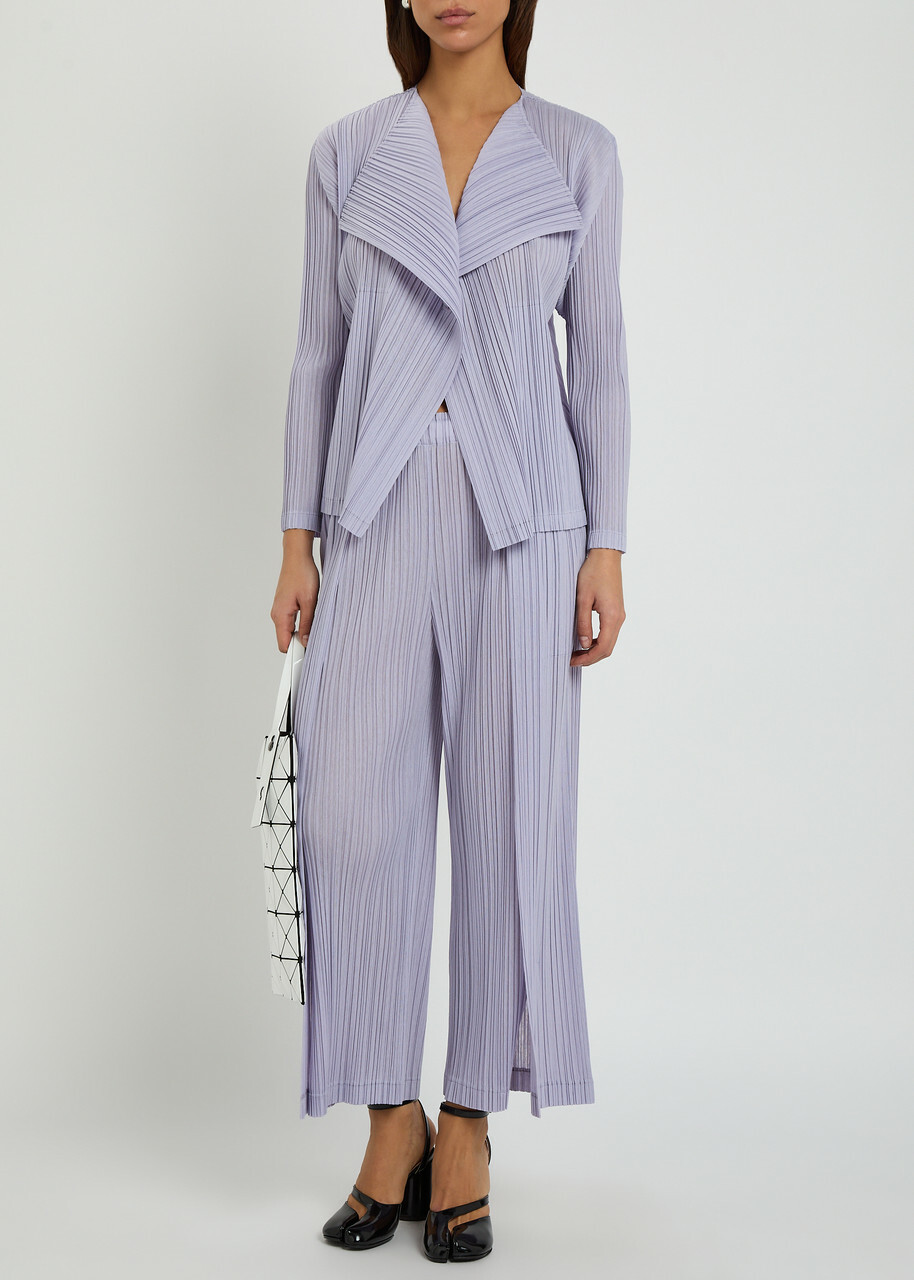 Pleats Please Issey Miyake Pleated Wide-leg Woven Trousers Light Purple