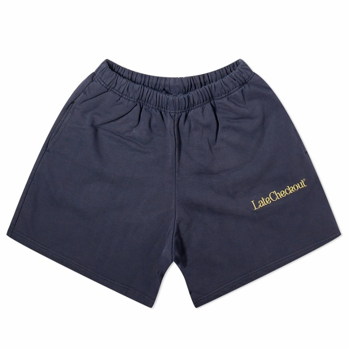 Photo: Late Checkout Men's Logo Shorts in Blue
