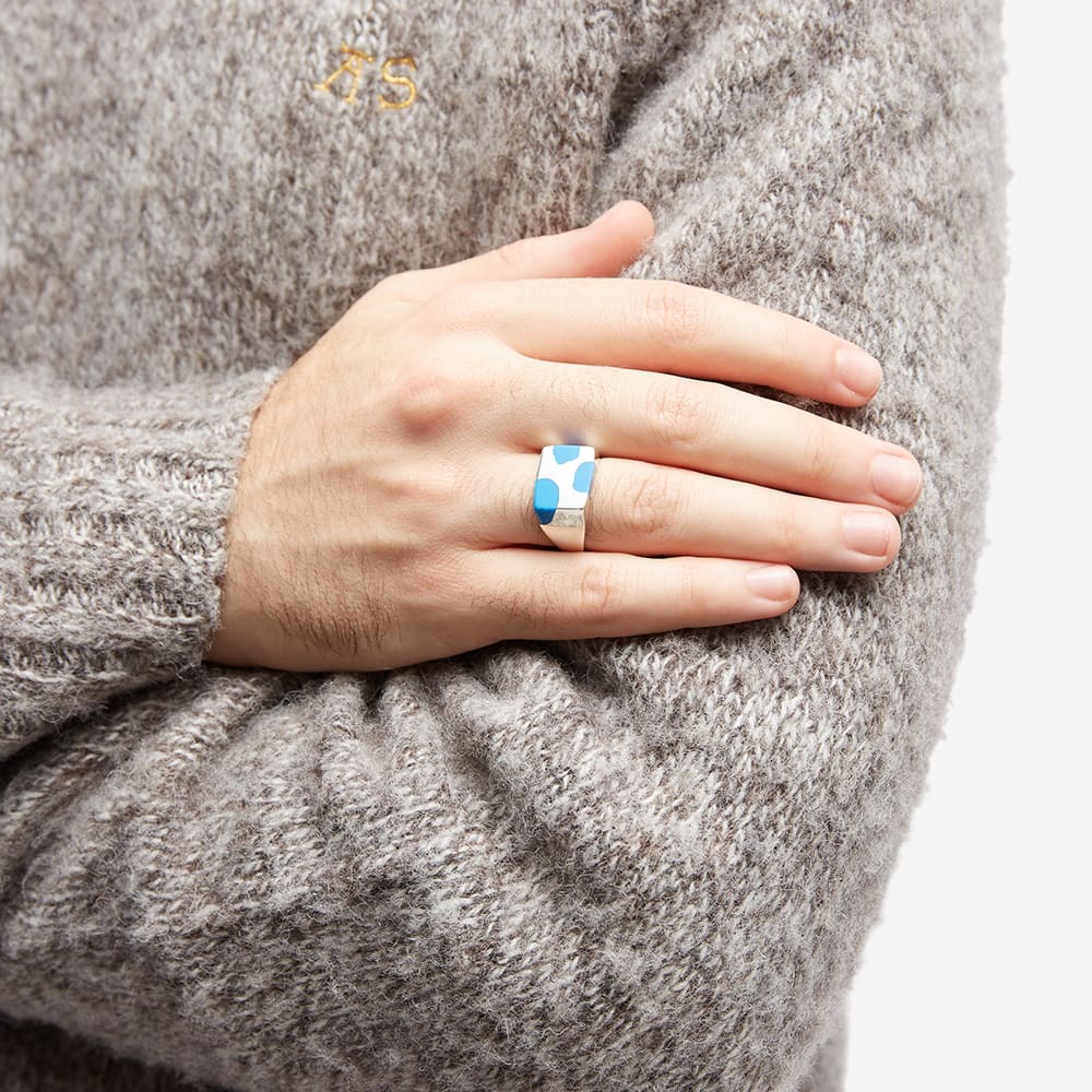Ellie Mercer Men's Three Piece Resin Ring in Silver/Blue
