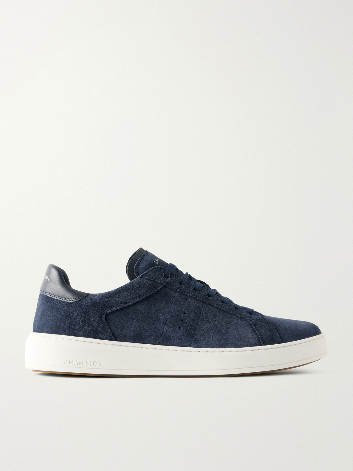 J.M. Weston - On Time Leather-Trimmed Suede Sneakers - Blue