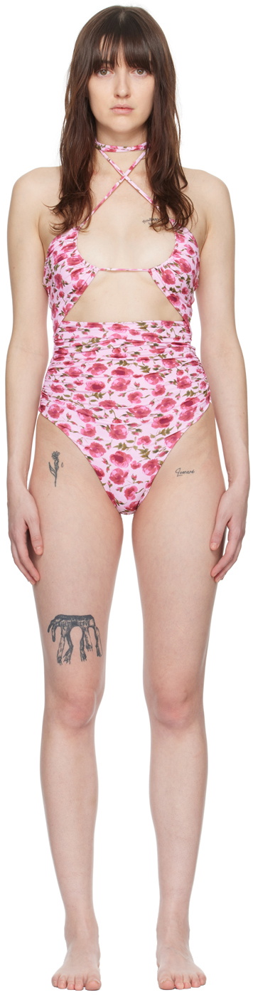 Magda Butrym Pink Retro One-Piece Swimsuit