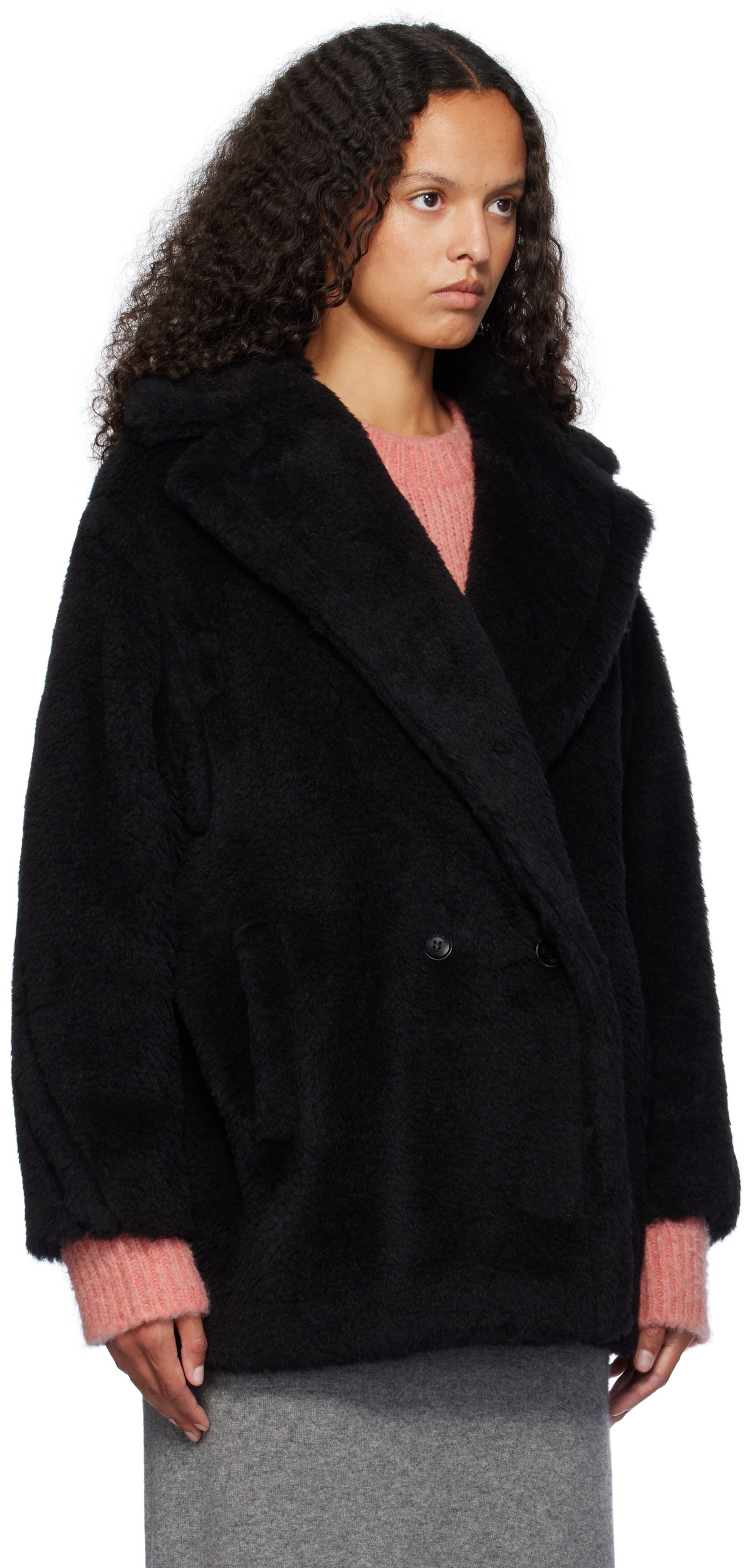 コート Max Mara Black Teddy Olga Coat Max Mara Black Olga Short Faux-Fur Coat Max Mara