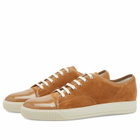 Lanvin Men's DBB1 High Shine Toe Cap Sneaker in Camel
